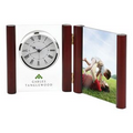 Clock - Silver Glass Desk Alarm Book Clock Photo Frame (Imprinted)